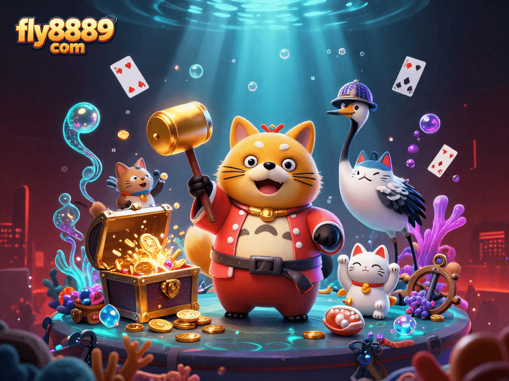 Join the excitement at fly8889 com with vibrant casino characters embracing thrilling jackpot adventures.