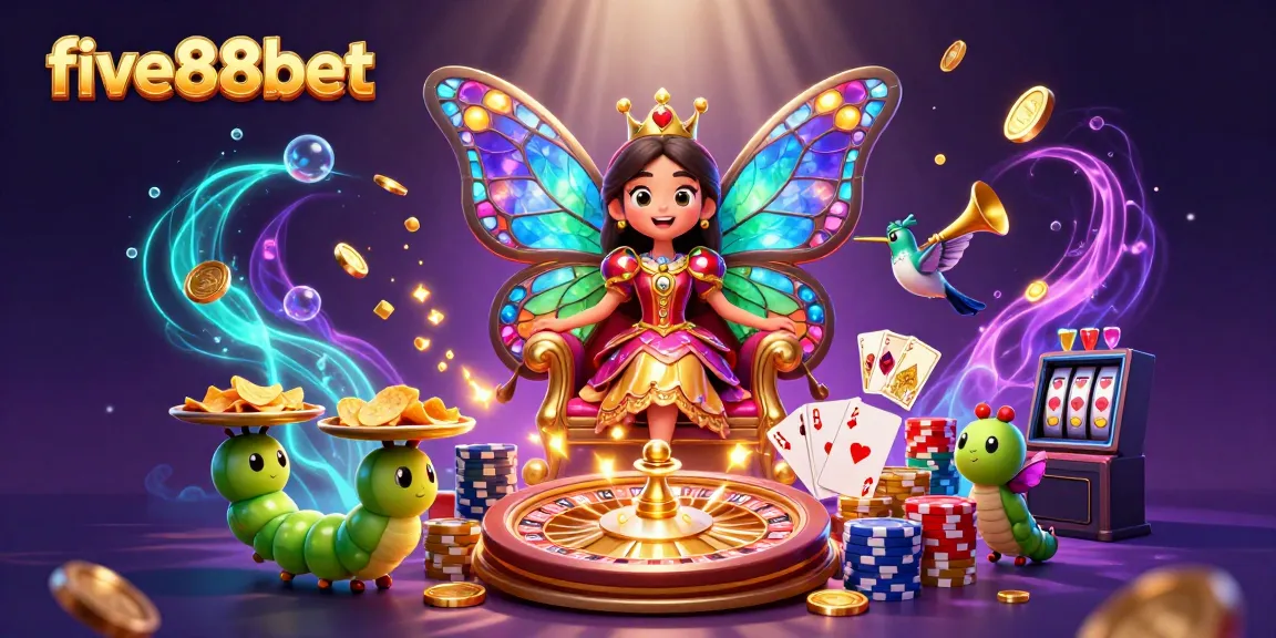 Play thrilling games at five88bet with a 3D butterfly queen and luxurious casino elements.