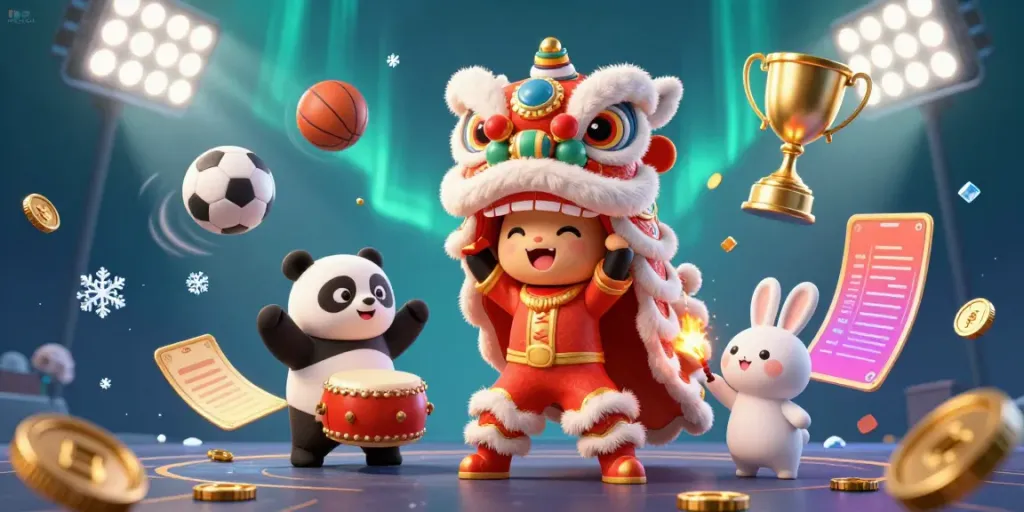 Experience the excitement of manclub1 with adorable characters and lively sports betting elements in this vibrant 3D illustration.