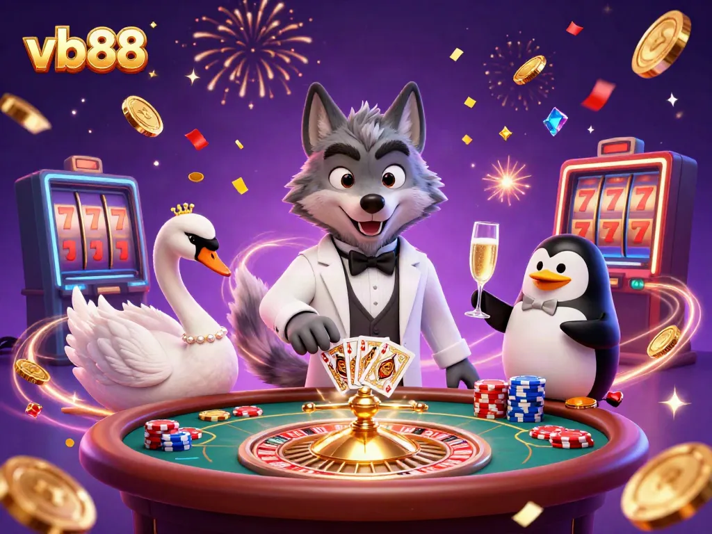 Experience thrilling baccarat and casino excitement with vb88 and vibrant characters in a rich dynamic scene.