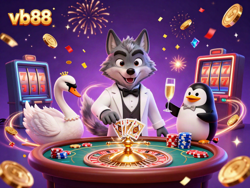 Experience thrilling baccarat and casino excitement with vb88 and vibrant characters in a rich dynamic scene.