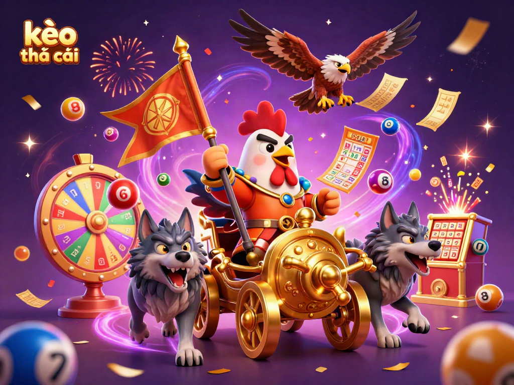 Experience kèo nhà cái excitement with a dynamic casino-themed 3D illustration showcasing betting elements.