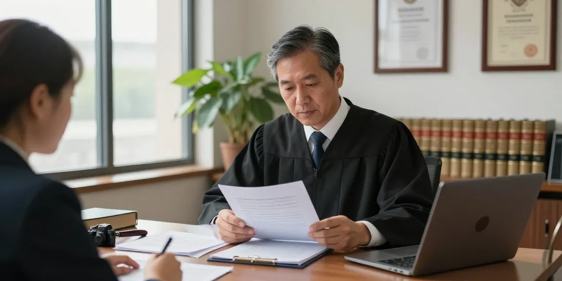 Professional legal consultation scene, with a lawyer reviewing documents, continue reading for insights on law.