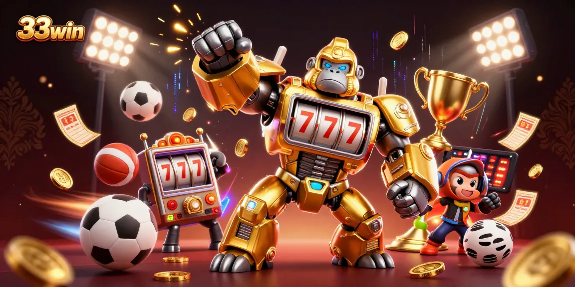 Engage in thrilling gameplay with 33win's exciting golden gorilla mech and dynamic sports elements.