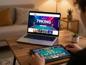 Engaging online gaming scene with 79KING interface showcasing live dealer gameplay.